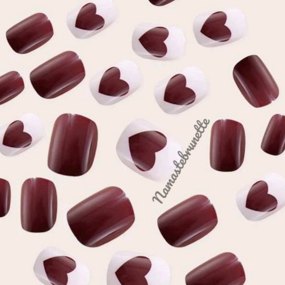 2/$16 Square Heart Press On Nails - Picture 2 of 6